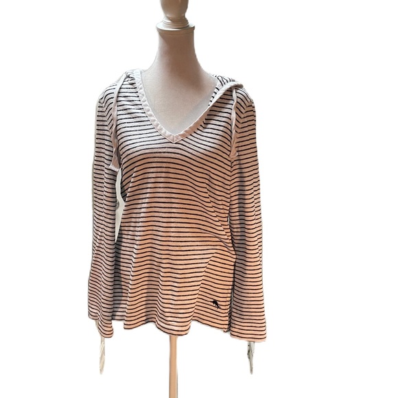 Tommy Bahama White & Navy Blue Striped Pullover Women's Sweater Hoodie Size XXS - Picture 2 of 16